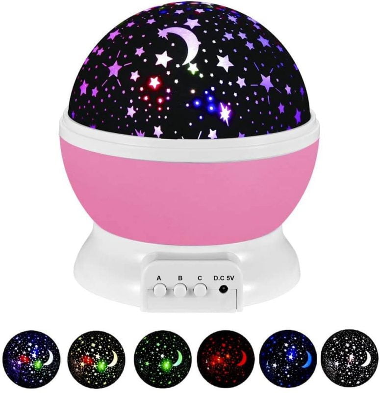 Starry Night Light for 11 Year Old Girls Xmas Gifts Pink, Rotating Star Nightlights Projector Party Favor Bedroom Decoration